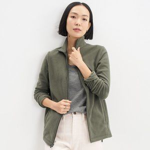 Land's End Women's Fleece Full Zip Jacket -  Forest Moss Green - Medium